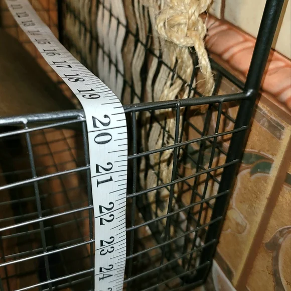 Macrame metal wood basket shelf